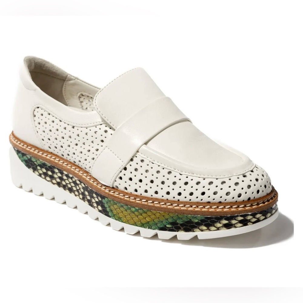 Rex Carolyne White Python Perforated Loafer Leath… - image 1